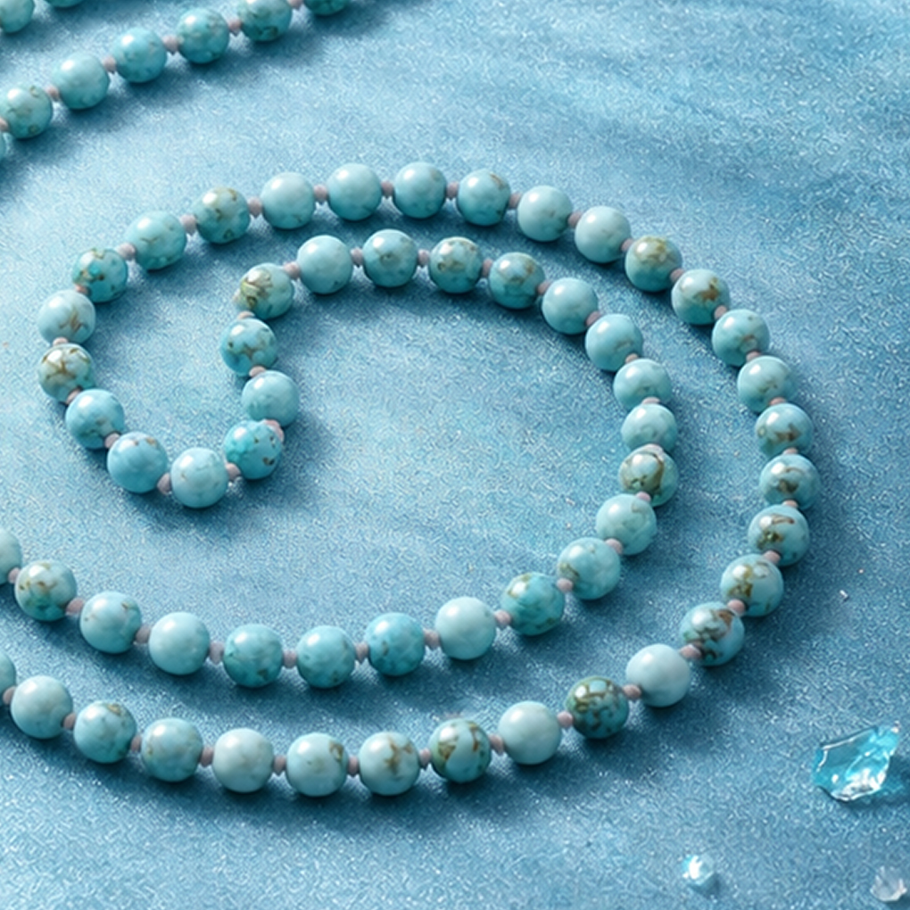 Turquoise Mala With Silk Thread-Firoza Mala